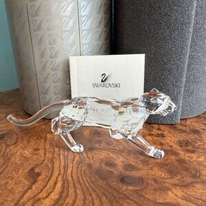 Swarovski Crystal Leopard Figurine Retired Rare Collectible With Box + COA #2170